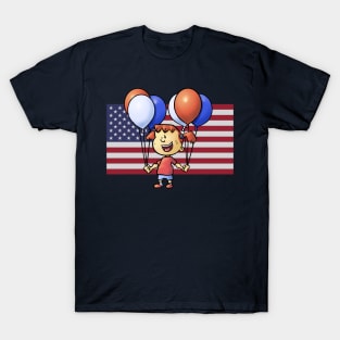 Fourth of July Girl with Balloons T-Shirt